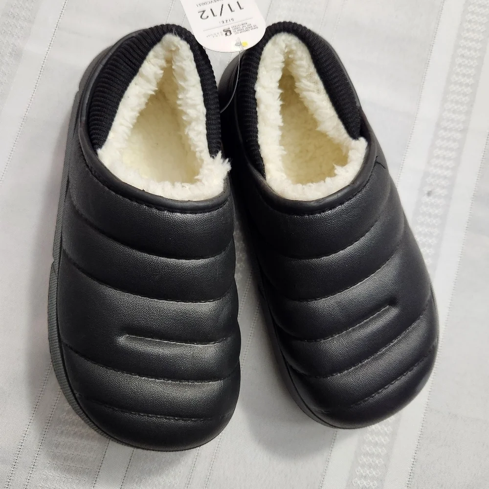 3/$25 Foamwalk toddler slip on black sherpa lined shoes NWT size XL 11/12